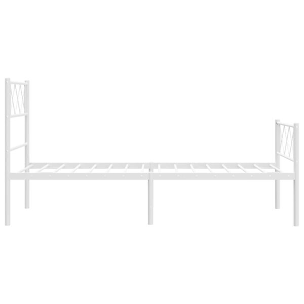 vidaXL Metal Bed Frame with Headboard and Footboard White 39.4"x78.7" - Image 6