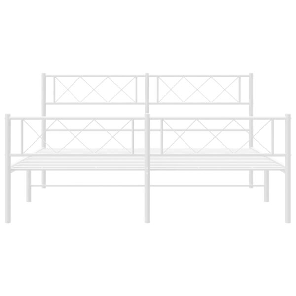 vidaXL Metal Bed Frame with Headboard and Footboard White 59.1"x78.7" - Image 4