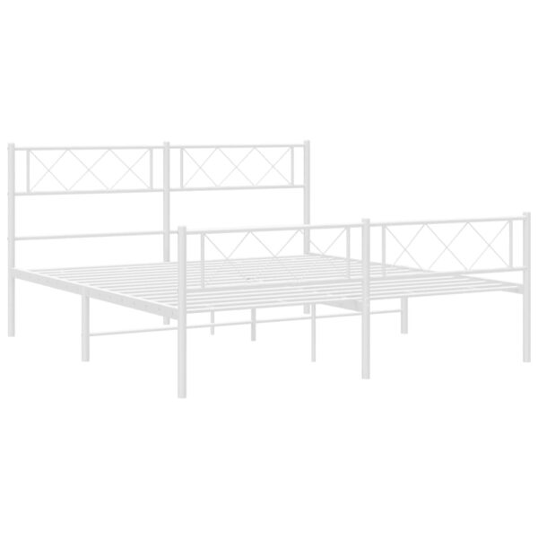 vidaXL Metal Bed Frame with Headboard and Footboard White 59.1"x78.7" - Image 5