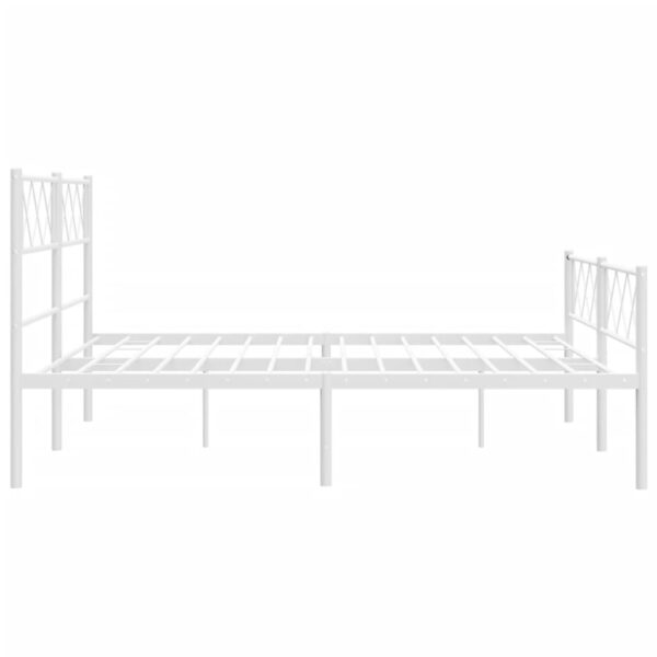 vidaXL Metal Bed Frame with Headboard and Footboard White 59.1"x78.7" - Image 6