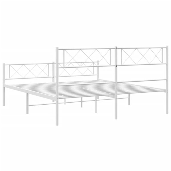 vidaXL Metal Bed Frame with Headboard and Footboard White 59.1"x78.7" - Image 7