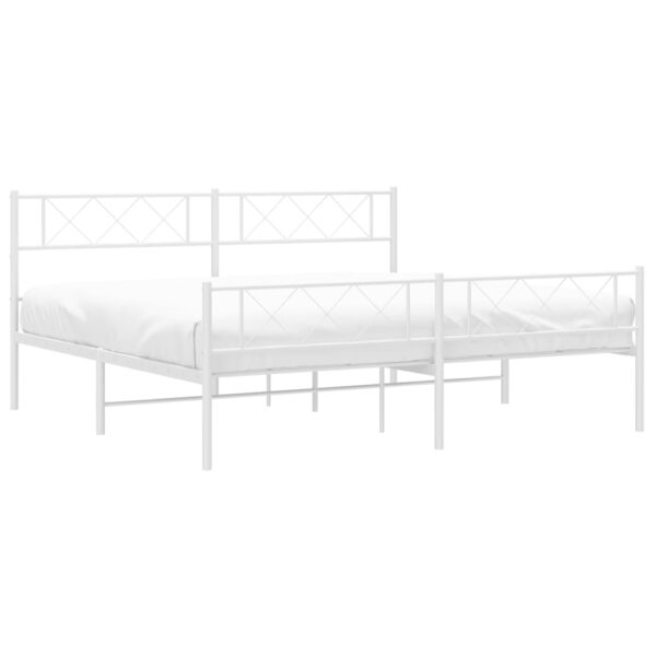 vidaXL Metal Bed Frame with Headboard&Footboard White 72"x83.9" California King - Image 3