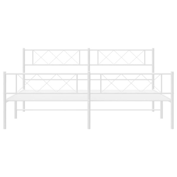 vidaXL Metal Bed Frame with Headboard&Footboard White 72"x83.9" California King - Image 4