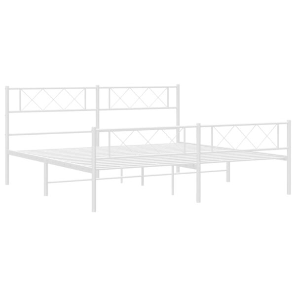 vidaXL Metal Bed Frame with Headboard&Footboard White 72"x83.9" California King - Image 5