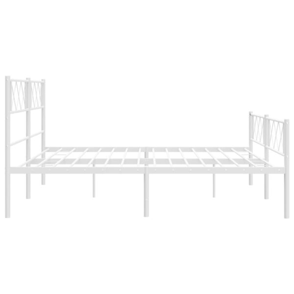 vidaXL Metal Bed Frame with Headboard&Footboard White 72"x83.9" California King - Image 6