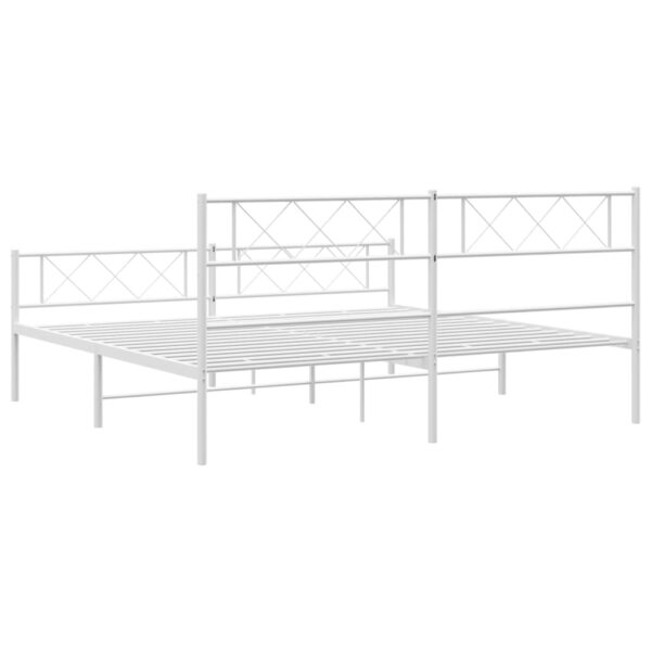 vidaXL Metal Bed Frame with Headboard&Footboard White 72"x83.9" California King - Image 7