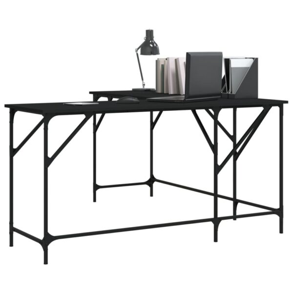 vidaXL Desk Black 58.7"x58.7"x29.5" Engineered Wood - Image 3