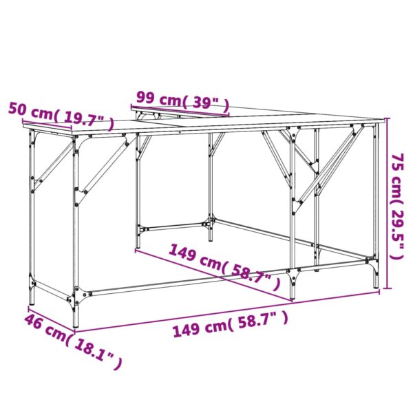 vidaXL Desk Black 58.7"x58.7"x29.5" Engineered Wood - Image 9