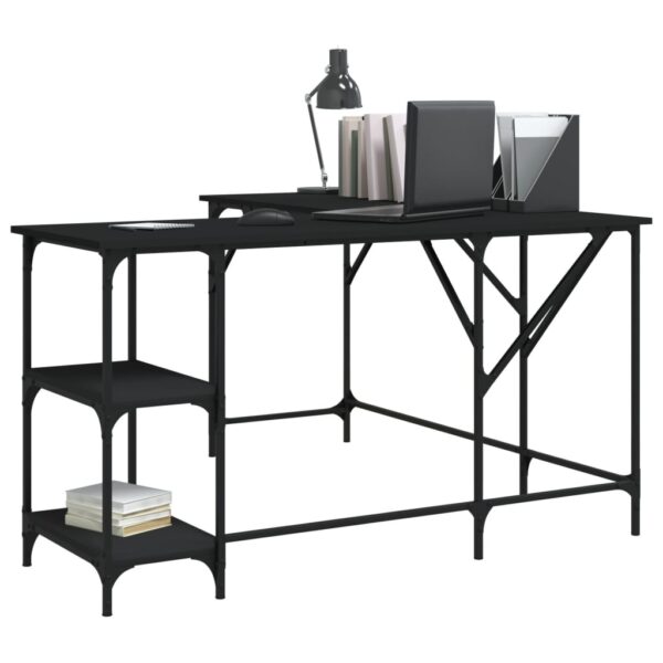 vidaXL Desk Black 54.7"x54.7"x29.5" Engineered Wood - Image 3