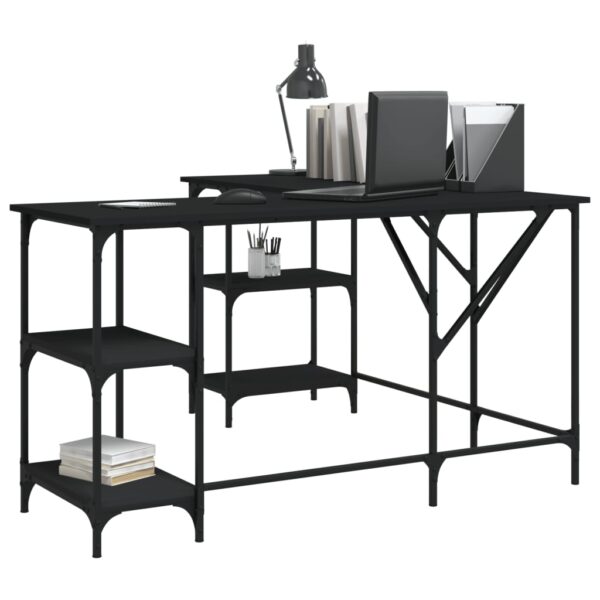 vidaXL Desk Black 54.7"x54.7"x29.5" Engineered Wood - Image 3