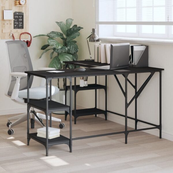 vidaXL Desk Black 54.7"x54.7"x29.5" Engineered Wood