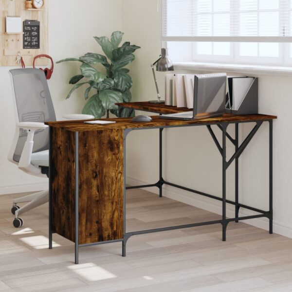 vidaXL Desk Smoked Oak 55.5"x55.5"x29.5" Engineered Wood