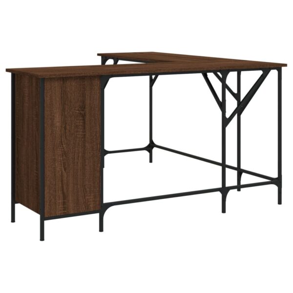 vidaXL Desk Brown Oak 55.5"x55.5"x29.5" Engineered Wood - Image 2