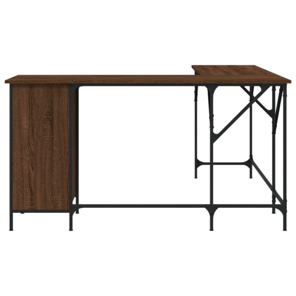 vidaXL Desk Brown Oak 55.5"x55.5"x29.5" Engineered Wood - Image 4