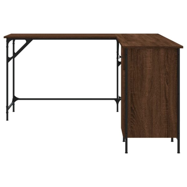 vidaXL Desk Brown Oak 55.5"x55.5"x29.5" Engineered Wood - Image 5