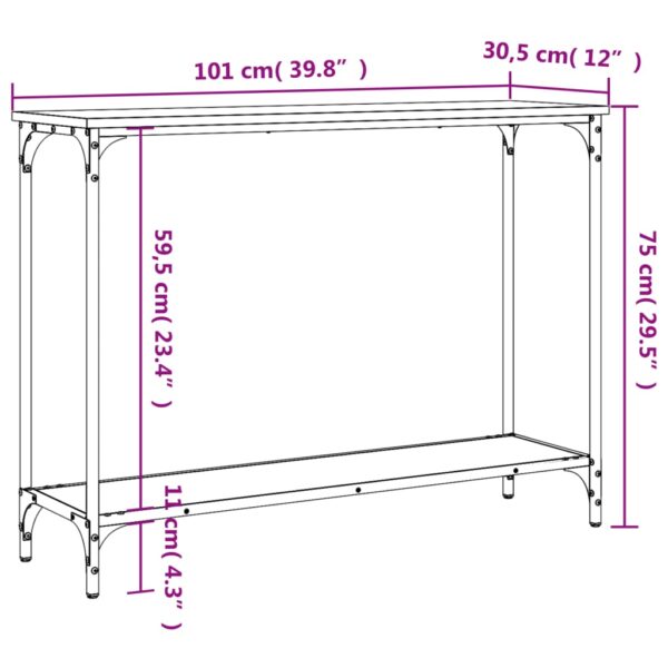 vidaXL Console Table Brown Oak 39.8"x12"x29.5" Engineered Wood - Image 9