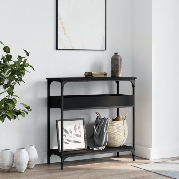 vidaXL Console Table with Shelf Black 29.5"x11.4"x29.5" Engineered Wood - Image 3