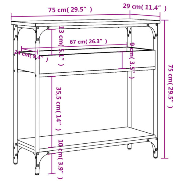 vidaXL Console Table with Shelf Black 29.5"x11.4"x29.5" Engineered Wood - Image 8