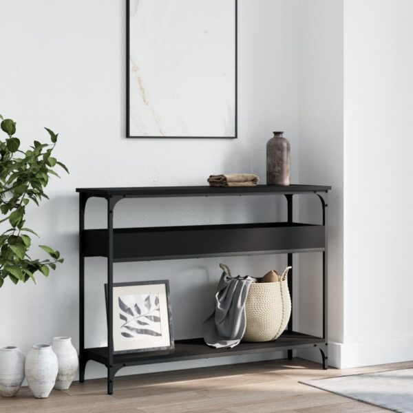 vidaXL Console Table with Shelf Black 39.4"x11.4"x29.5" Engineered Wood - Image 3