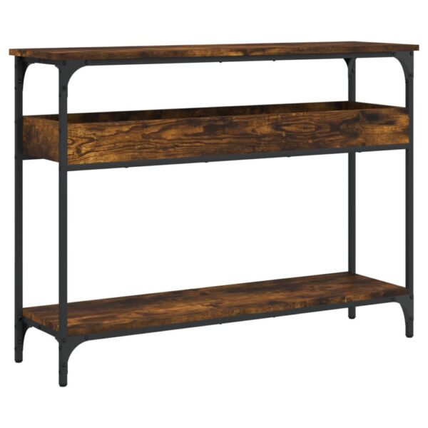 vidaXL Console Table with Shelf Smoked Oak 39.4"x11.4"x29.5" Engineered Wood - Image 2