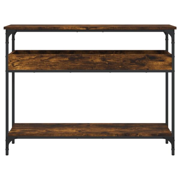 vidaXL Console Table with Shelf Smoked Oak 39.4"x11.4"x29.5" Engineered Wood - Image 4