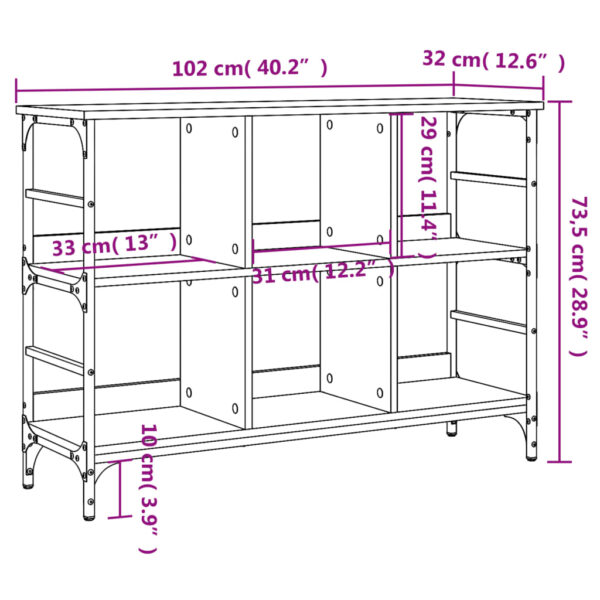 vidaXL Sideboard Smoked Oak 40.2"x12.6"x28.9" Engineered Wood - Image 9