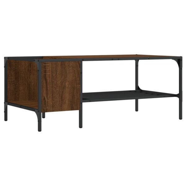 vidaXL Coffee Table with Rack Brown Oak 39.4"x20.1"x15.7" Engineered Wood - Image 2