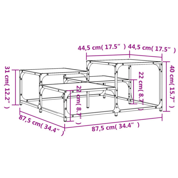 vidaXL Coffee Table Smoked Oak 34.4"x34.4"x15.7" Engineered Wood - Image 9