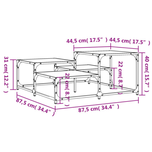 vidaXL Coffee Table Brown Oak 34.4"x34.4"x15.7" Engineered Wood - Image 9