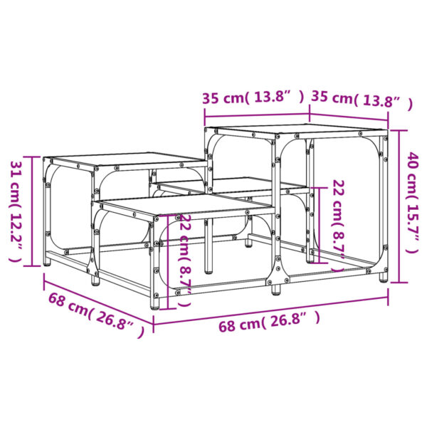 vidaXL Coffee Table Black 26.8"x26.8"x15.7" Engineered Wood - Image 9