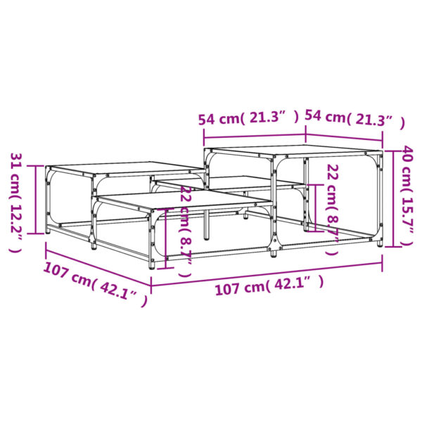 vidaXL Coffee Table Black 42.1"x42.1"x15.7" Engineered Wood - Image 9