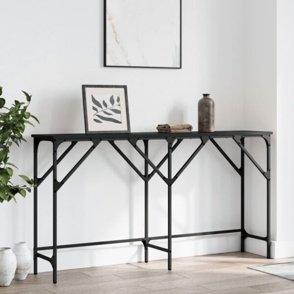 vidaXL Console Table Black 55.1"x11.4"x29.5" Engineered Wood - Image 3