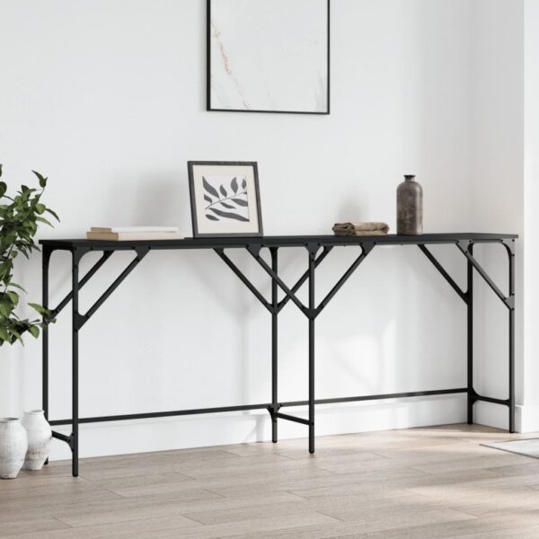 vidaXL Console Table Black 70.9"x11.4"x29.5" Engineered Wood - Image 3