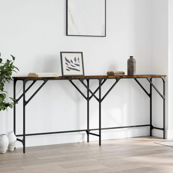 vidaXL Console Table Smoked Oak 70.9"x11.4"x29.5" Engineered Wood - Image 3