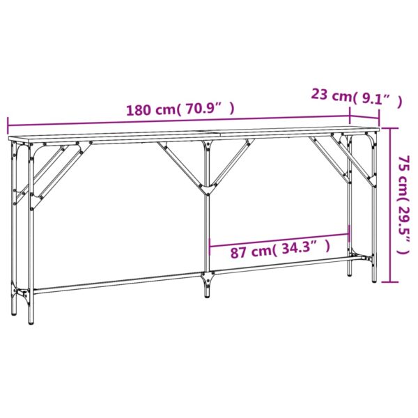 vidaXL Console Table Black 70.9"x9.1"x29.5" Engineered Wood - Image 9