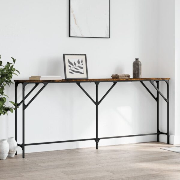 vidaXL Console Table Smoked Oak 70.9"x9.1"x29.5" Engineered Wood