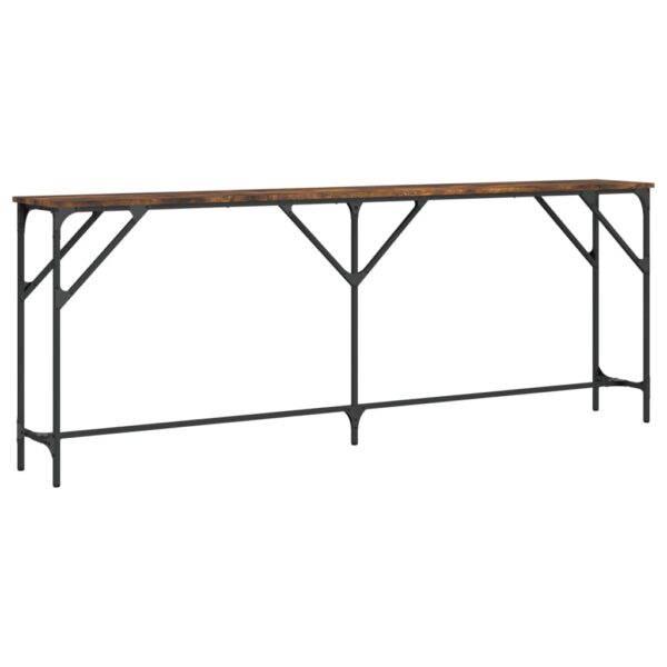 vidaXL Console Table Smoked Oak 78.7"x11.4"x29.5" Engineered Wood - Image 2