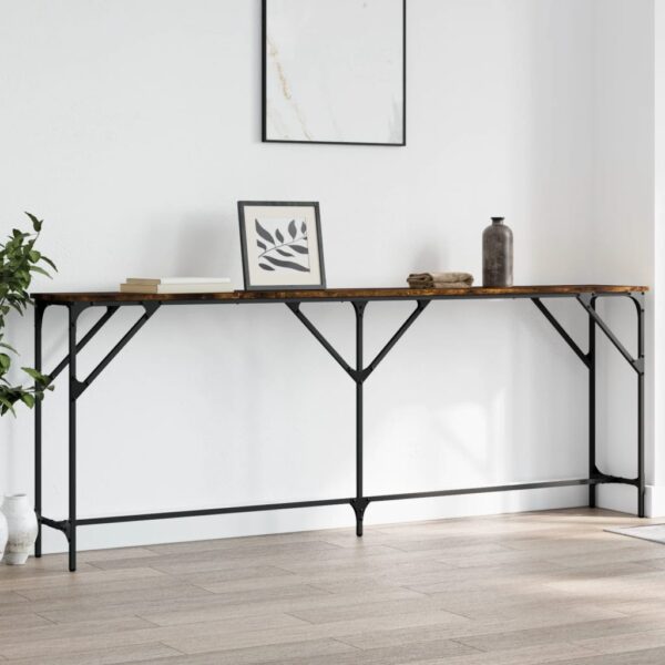 vidaXL Console Table Smoked Oak 78.7"x11.4"x29.5" Engineered Wood