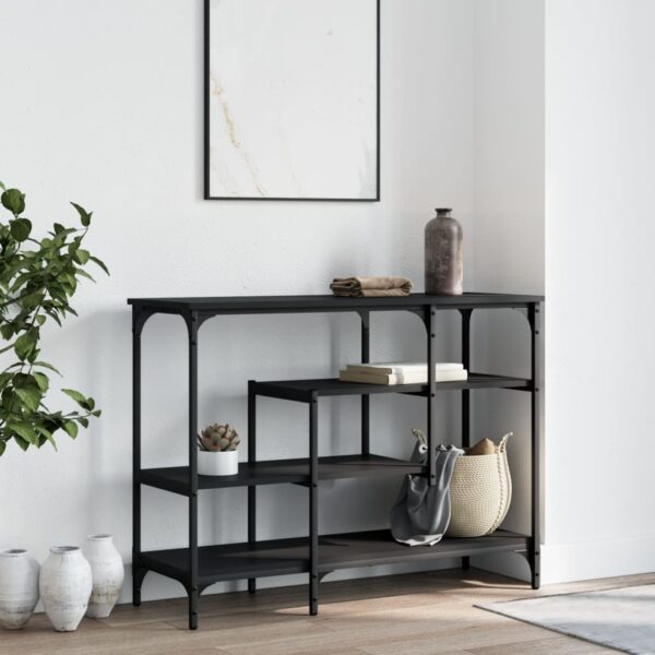 vidaXL Console Table with Shelves Black 39.4"x13.8"x29.5" - Image 3