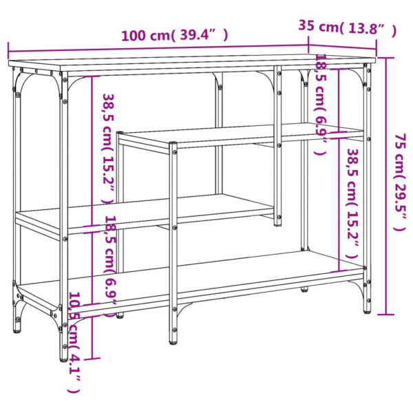 vidaXL Console Table with Shelves Black 39.4"x13.8"x29.5" - Image 9