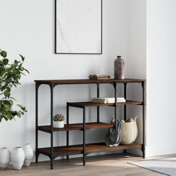 vidaXL Console Table with Shelves Brown Oak 39.4"x13.8"x29.5" - Image 3