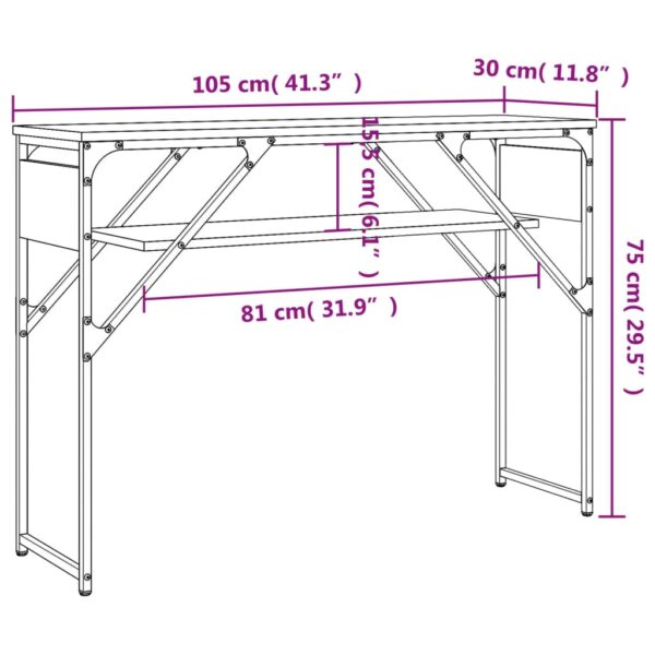 vidaXL Console Table with Shelf Black 41.3"x11.8"x29.5" Engineered Wood - Image 9