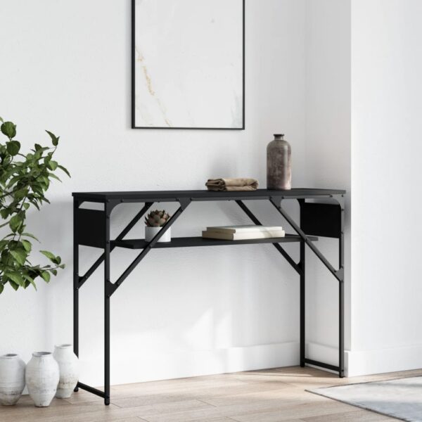 vidaXL Console Table with Shelf Black 41.3"x11.8"x29.5" Engineered Wood