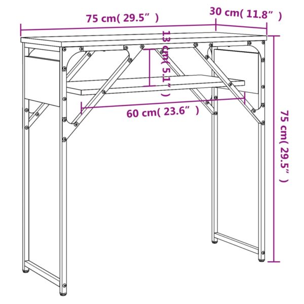 vidaXL Console Table with Shelf Black 29.5"x11.8"x29.5" Engineered Wood - Image 9