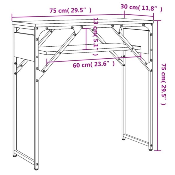 vidaXL Console Table with Shelf Smoked Oak 29.5"x11.8"x29.5" Engineered Wood - Image 9