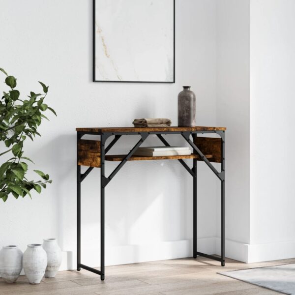 vidaXL Console Table with Shelf Smoked Oak 29.5"x11.8"x29.5" Engineered Wood