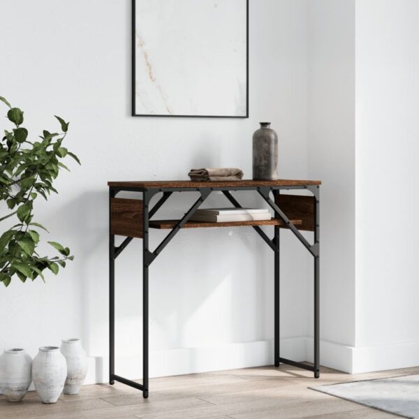 vidaXL Console Table with Shelf Brown Oak 29.5"x11.8"x29.5" Engineered Wood