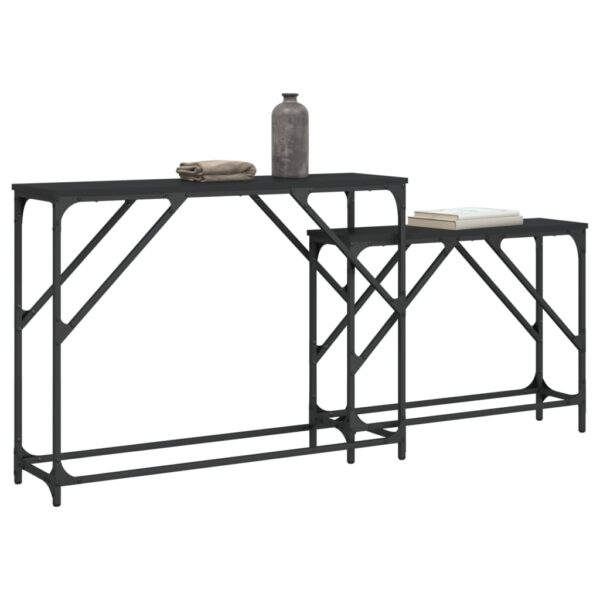 vidaXL Nesting Console Tables 2 pcs Black Engineered Wood - Image 3