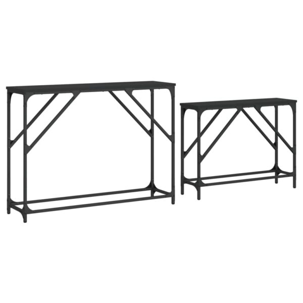 vidaXL Nesting Console Tables 2 pcs Black Engineered Wood - Image 5