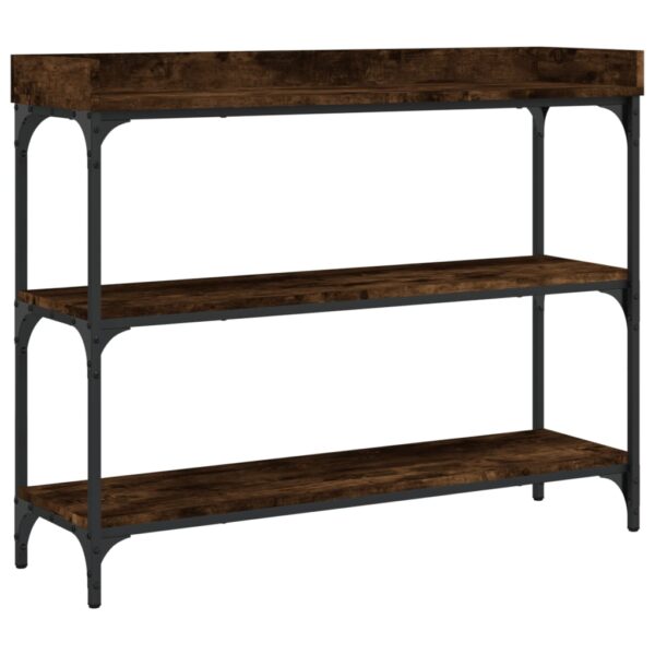 vidaXL Console Table with Shelves Smoked Oak 39.4"x11.8"x31.5" - Image 2